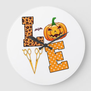 Reloj Redondo Grande Peluquera que ama el Halloween