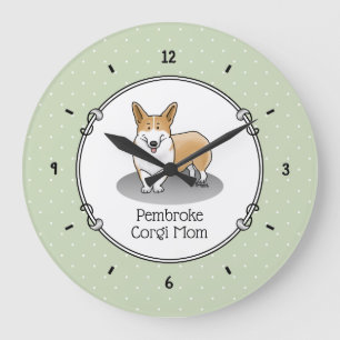 Reloj Redondo Grande Pembroke Welsh Corgi Mom (rojo 1) Dog Mom Cute
