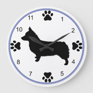 Reloj Redondo Grande Pembroke Welsh Corgi Silhouette