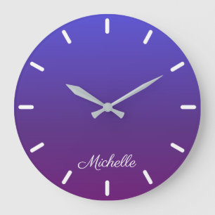 Reloj Redondo Grande Pena azul y púrpura personalizada