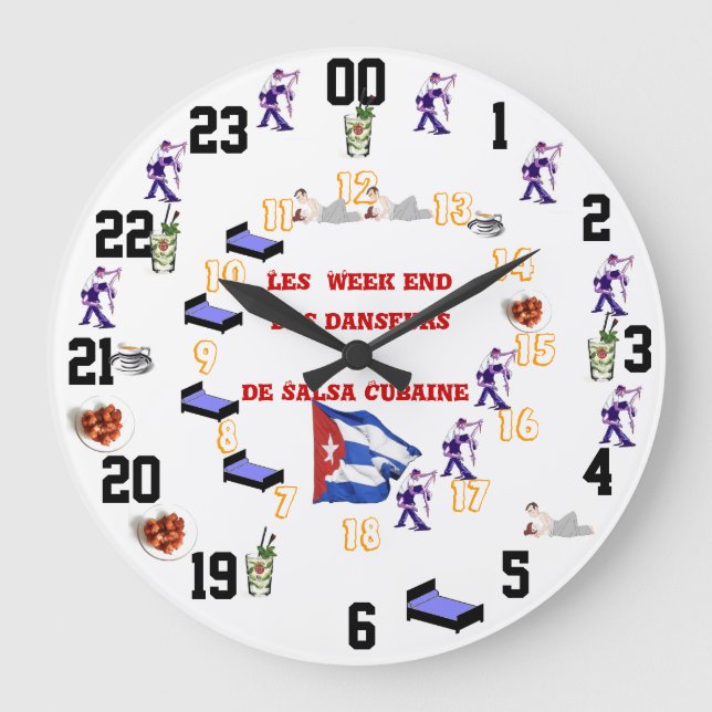 Reloj Redondo Grande Pendule Humoristique des week termina salsa (Anverso)