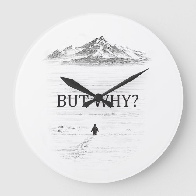 Reloj Redondo Grande Penguin But Why Mountains Penguin (Anverso)