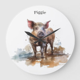 Reloj Redondo Grande Penny the Playful Piglet, personalizado