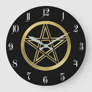 Reloj Redondo Grande Pentagrama dorada