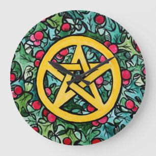 Reloj Redondo Grande Pentagrama Pagano de Yule