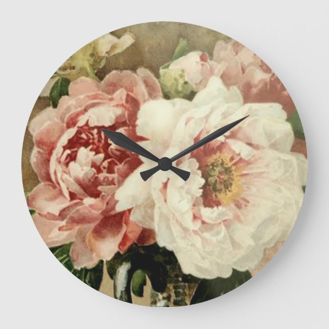 Reloj Redondo Grande Peonías antiguas (Anverso)