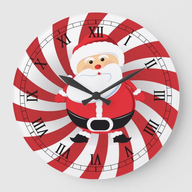 Reloj Redondo Grande Peppermint Navidades de la Santa Wall Clock (Anverso)