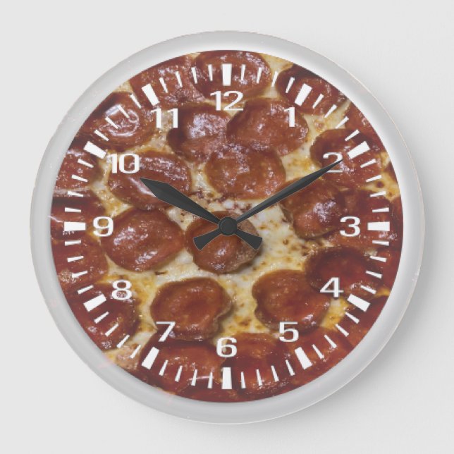 Reloj Redondo Grande Pepperoni Pizza (Anverso)