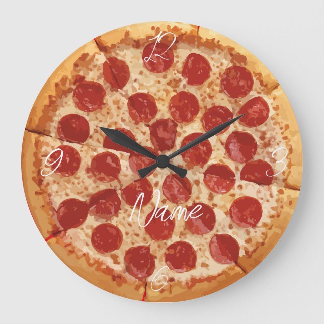 Reloj Redondo Grande Pepperoni Pizza Thunder_Cove (Anverso)