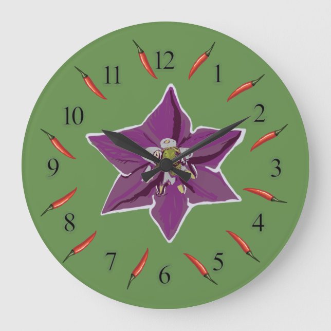 Reloj Redondo Grande Peppers, Peppers Blossom Wall Clock (Anverso)