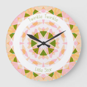 Reloj Redondo Grande Pequeña estrella de bonito verde rosada