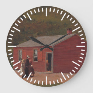 Reloj Redondo Grande Pequeño cajón de escuela roja de Winslow Homer