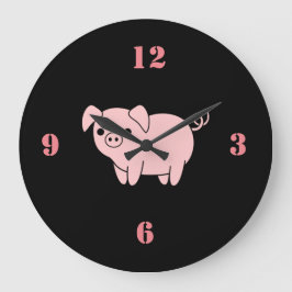 Reloj Redondo Grande pequeño cerdo rosado lindo