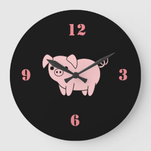 Reloj Redondo Grande pequeño cerdo rosado lindo