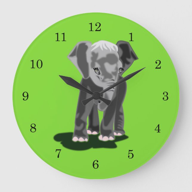 Reloj Redondo Grande Pequeño elefante (Anverso)