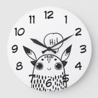 Pequeño monstruo blanco y negro lindo ilustrado