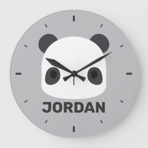 Reloj Redondo Grande Pequeño oso oso panda con nombre personalizado