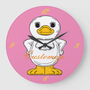 Reloj Redondo Grande Pequeño pato blanco en pie de trueno