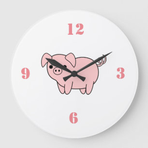Reloj Redondo Grande pequeño y lindo cerdo rosa