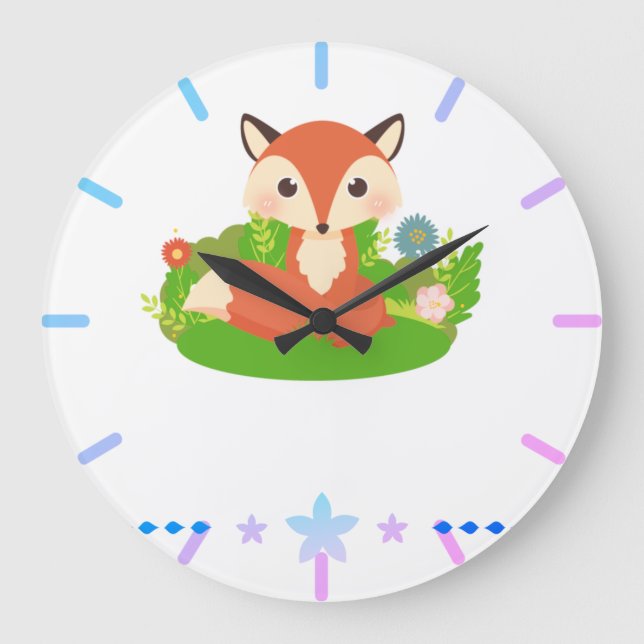 Reloj Redondo Grande Pequeño zorro (Anverso)