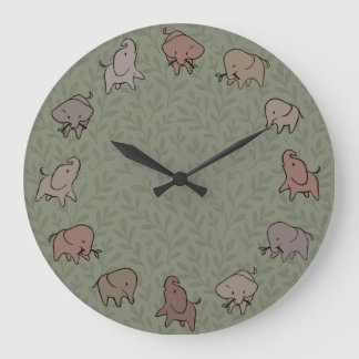 Reloj Redondo Grande Pequeños Elefantes