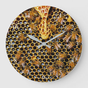 Reloj Redondo Grande Pequeños números del panal y de las abejas