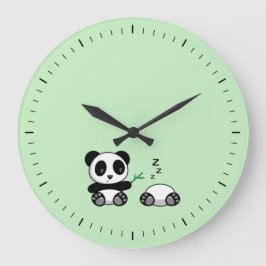 Reloj Redondo Grande Pequeños Pandas cortos en verde