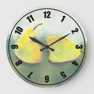 Reloj Redondo Grande Peras amarillas y verdes