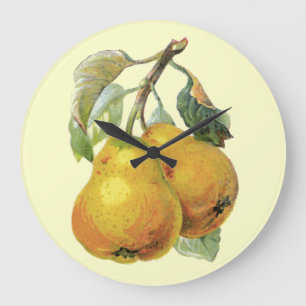 Reloj Redondo Grande Peras pintadas a mano antiguas - Decoración de cam