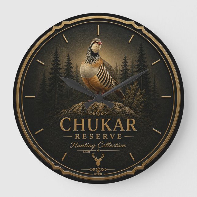 Reloj Redondo Grande Perdiz Chukar ,Arte (Anverso)