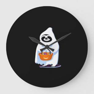 Reloj Redondo Grande Perezoso de Halloween disfrazado de fantasma hacie