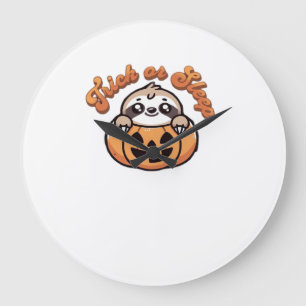 Reloj Redondo Grande Perezoso de Halloween Truco o Dormir Perezoso Lind