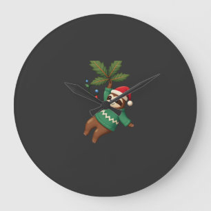 Reloj Redondo Grande Perezoso de Navidad Lindo Sombrero de Santa Perezo