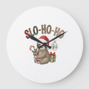 Reloj Redondo Grande Perezoso de Navidad Slo Ho Ho