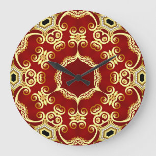 Reloj Redondo Grande Perla de oro: ilustracion decorativo de marco.