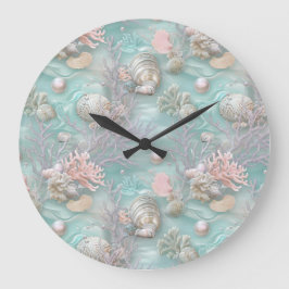 Reloj Redondo Grande Perlas Bajo El Mar