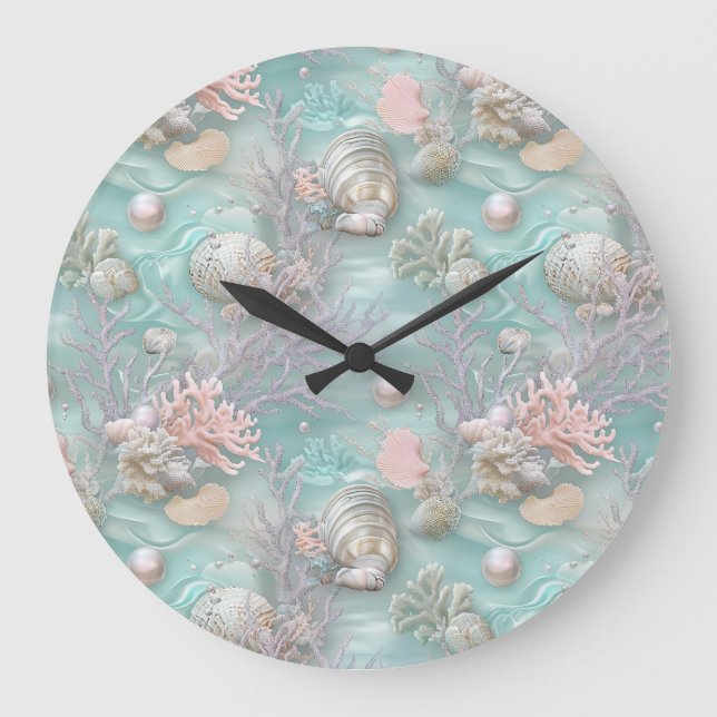 Reloj Redondo Grande Perlas Bajo El Mar (Anverso)