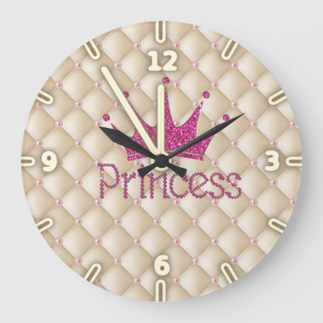 Reloj Redondo Grande Perlas de Moda encantadoras, Tiara, Princesa, Purp (Anverso)