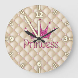 Reloj Redondo Grande Perlas encantadoras chic, tiara, princesa, brillan