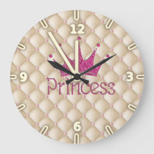 Reloj Redondo Grande Perlas encantadoras chic, tiara, princesa, brillan