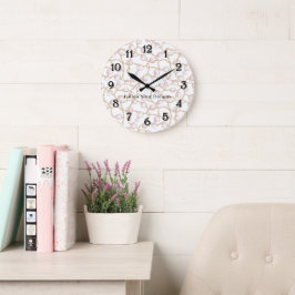 Reloj Redondo Grande Perlas Rosadas Cadena de Oro