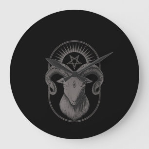Reloj Redondo Grande Perra malvada Pentagram Baphomet Satanic Occulto s