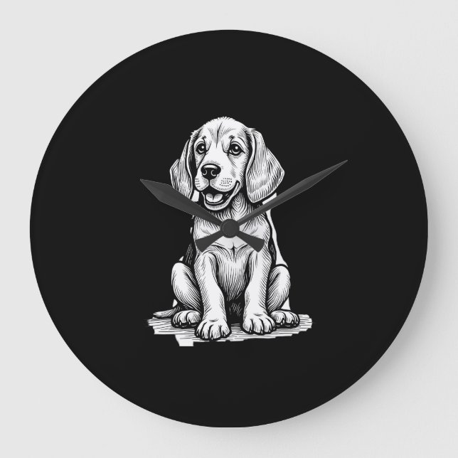 Reloj Redondo Grande Perrito beagle adorable, familia amante de los ani (Anverso)