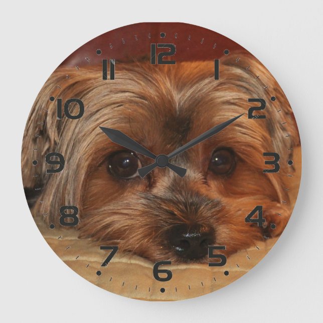 Reloj Redondo Grande Perrito de Cute Yorkshire (Anverso)