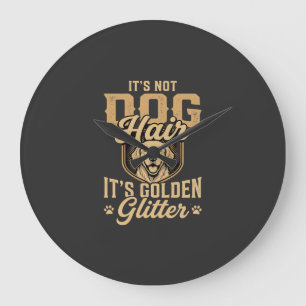Reloj Redondo Grande Perrito de pelo dorado divertido con purpurina
