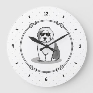 Reloj Redondo Grande Perrito inglés antiguo de Guay (gris 1) gracioso