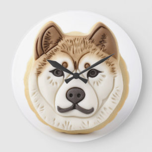 Reloj Redondo Grande Perro Akita Inspirado en 3D