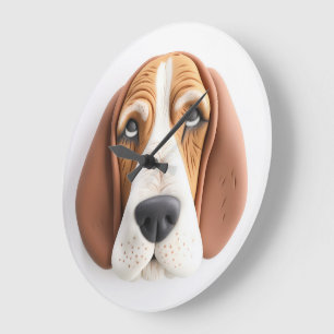 Reloj Redondo Grande Perro Basset Hound Inspirado en 3D