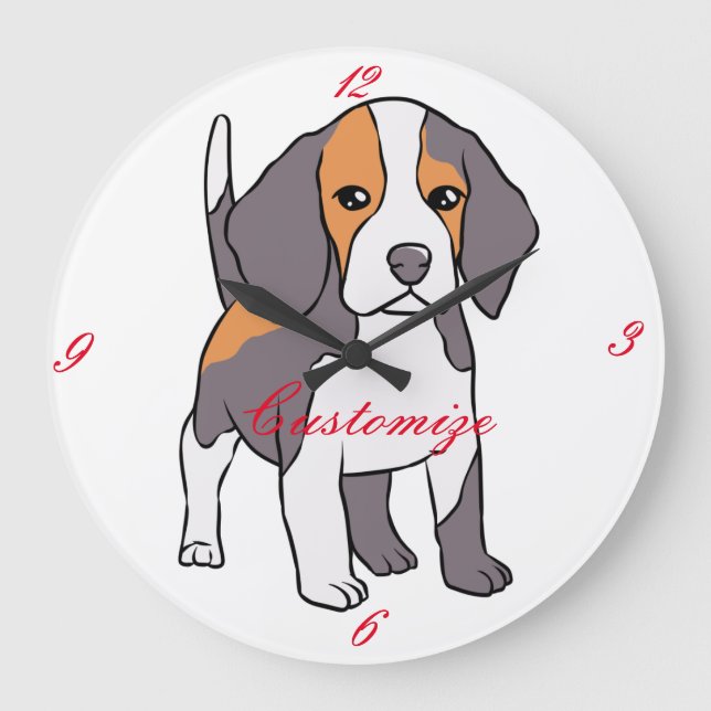 Reloj Redondo Grande Perro Beagle Cute Rama Thunder_Cove (Anverso)