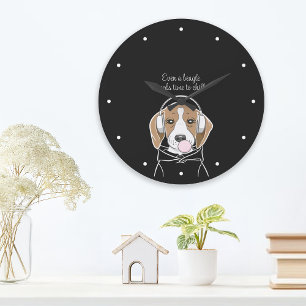 Reloj Redondo Grande Perro Beagle Divertido y Lindo con Chicle